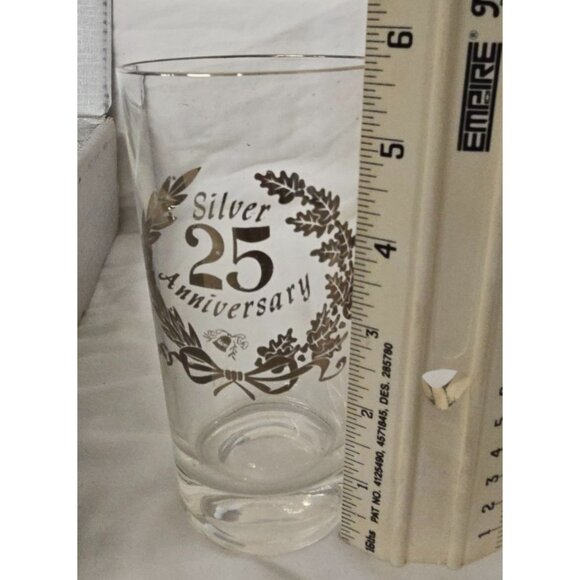 8 Vintage West Virginia Silver 25th Anniversary Hi-Ball Glass Set Boxed Set - Picture 6 of 7